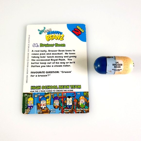 Mighty Beanz 64 Bruiser Bean 2002 Series 2 Moose Entertainment With Playing Card - Picture 2 of 6